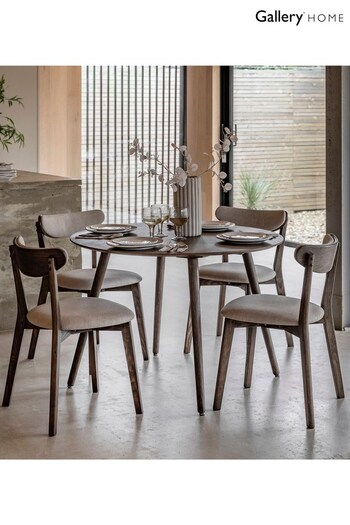 Gallery Home Dark Wood Temara Oak Style 4 Seater Round Dining Table (B07843) | £380
