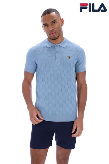 Fila Meias Blue Lucian Square Knit Polo Shirt (B07926) | £65