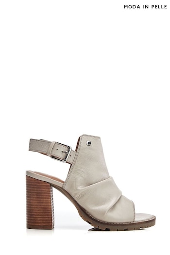 Moda in Pelle Natural Mirianne Rouched High Vamp Block Heels (B07937) | £89