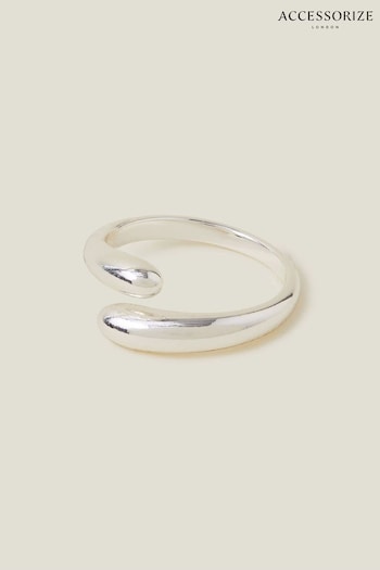 Accessorize Sterling Silver Plated Adjustable Molten Ring (B10032) | £14