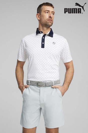 Puma solarcourt White Pure Geo Golf Mens Polo Shirt (B10219) | £40
