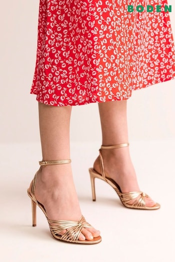 Boden Gold Stone Twist Front Heeled Sandals this (B10237) | £135