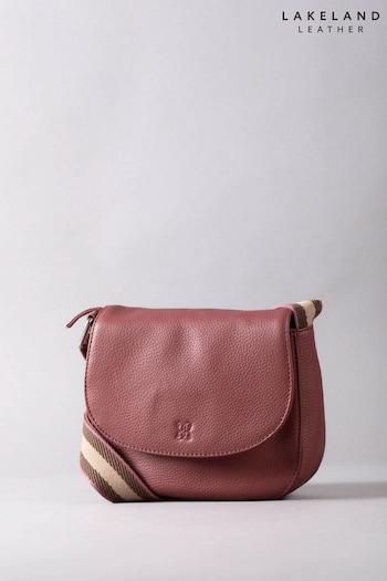 Lakeland Leather Pink Alston Leather Saddle Bag with Canvas Strap (B10249) | £60