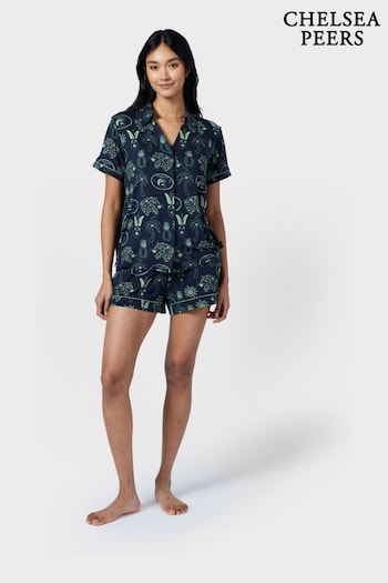 Chelsea Peers Blue Tropical Holiday Print Short Pyjama Set (B10264) | £32
