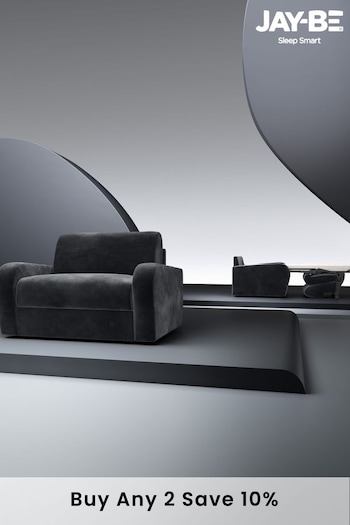 Jay-Be Luxe Velvet Charcoal Grey Deco Snuggle Sofa Bed (B10431) | £2,500
