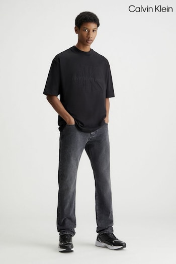 Calvin Klein Stitched Logo Black T-Shirt (B10449) | £55