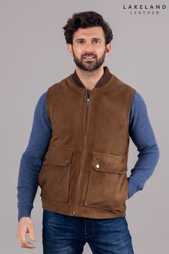 Lakeland Leather Brown Thore Suede Gilet (B10549) | £199
