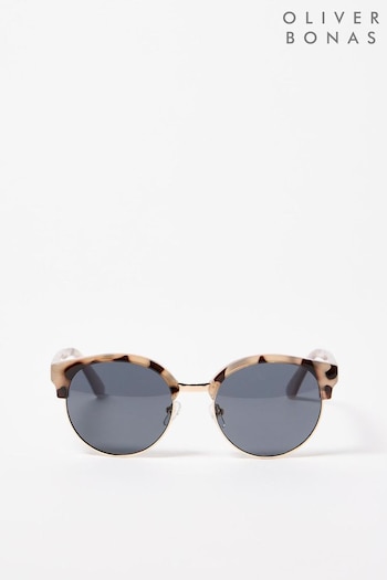 Oliver Bonas Blue Milky Faux Tortoiseshell Clubmaster Sunglasses (B10621) | £24