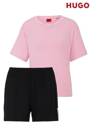 HUGO Pink Stretch-Jersey Pyjamas With Contrast Logo Details (B10722) | £79