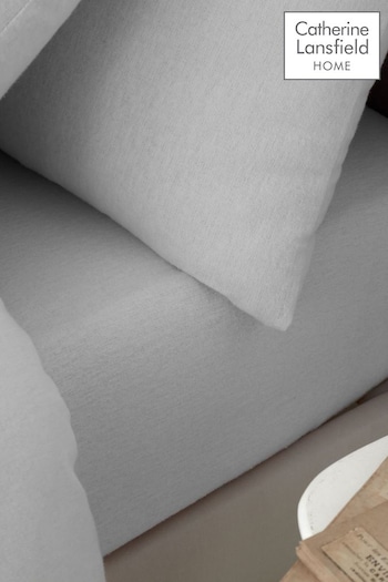 Catherine Lansfield Grey Brushed 100% Cotton Fitted Sheet (B10762) | £12 - £20