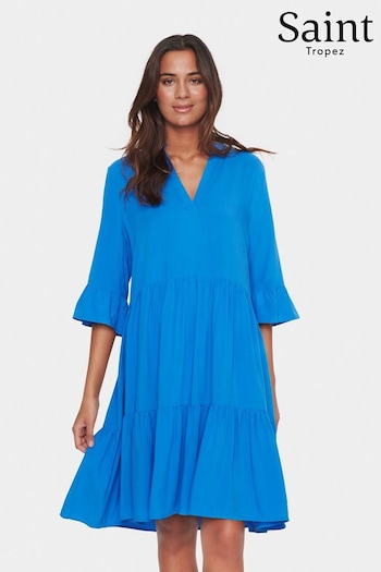 Saint Tropez Blue Eda Knee Length Half Sleeve Dress (B10946) | £50