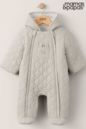 Sandals & Sliders Natural Quilted Bear Jersey Pramsuit (B10994) | £39