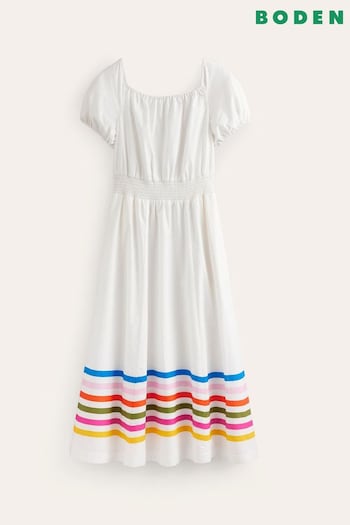 Boden White Carla Linen Short Dress (B11113) | £110