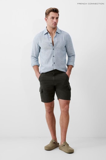 French Connection Green Ripstop Cargo Denim Shorts (B11311) | £49