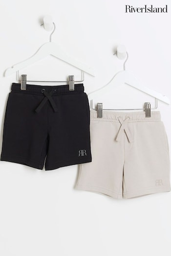 River Island Black Boys 100% Cotton Shorts 2 Pack (B11348) | £12