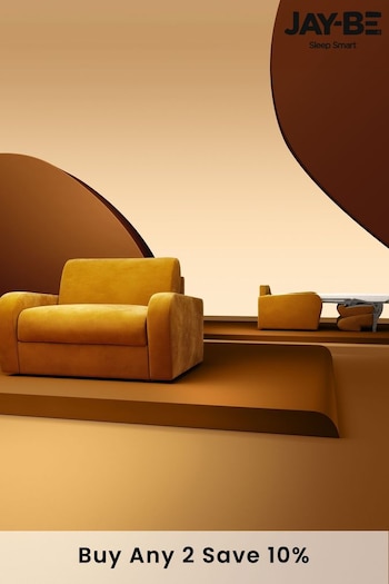 Jay-Be Luxe Velvet Saffron Yellow Deco Snuggle Sofa Bed (B11431) | £2,500