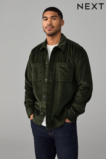 Green Corduroy Twin Pocket 100% Cotton Shacket Overshirt (B11432) | £45