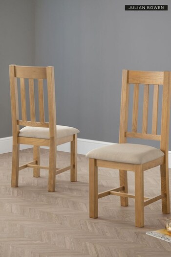 Julian Bowen Oak Taupe Hereford Dining Chairs Set Of 2 (B11488) | £260