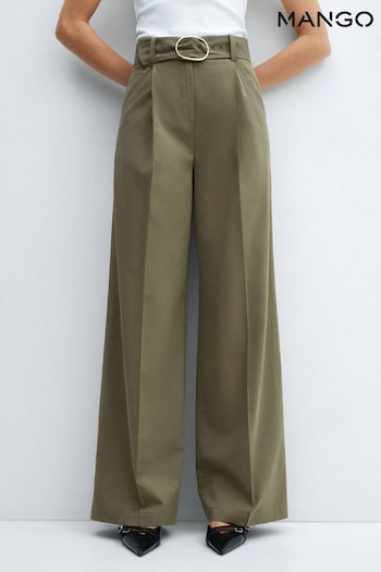Mango Wide Leg Trousers With Belt (B11543) | £50