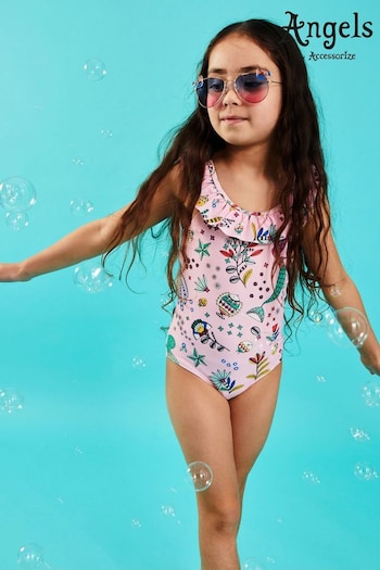 Angels By Accessorize Pink Mermaid Print Swimsuit (B11607) | £15 - £16