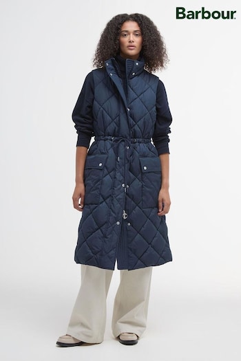 Barbour® Navy Rita Longline Puffer Gilet (B11616) | £229