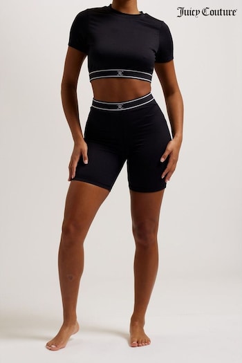 Juicy Couture Rayon Rib Cycling Black Shorts (B11624) | £40