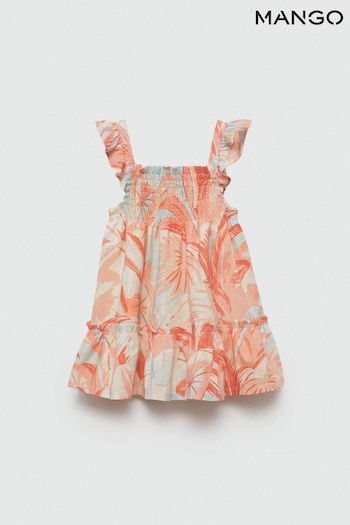 Mango Pink Printed Ruched Dress (B11672) | £26