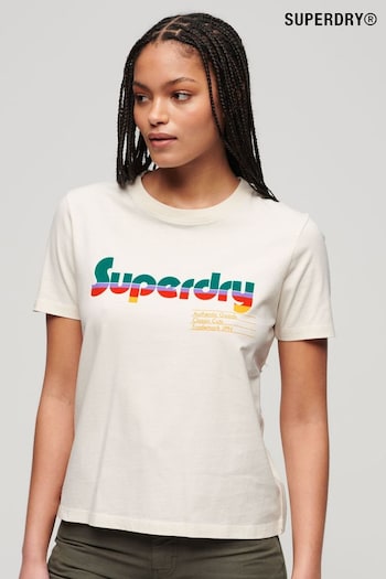 SUPERDRY Cream SUPERDRY Retro Flock Relaxed T-Shirt (B11709) | £27