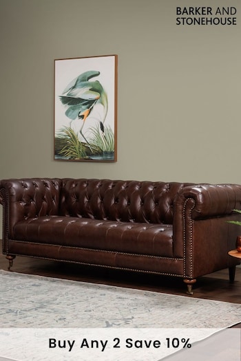 Barker and Stonehouse Brown Duchamp Leather 3 Seater Sofa (B11724) | £1,245