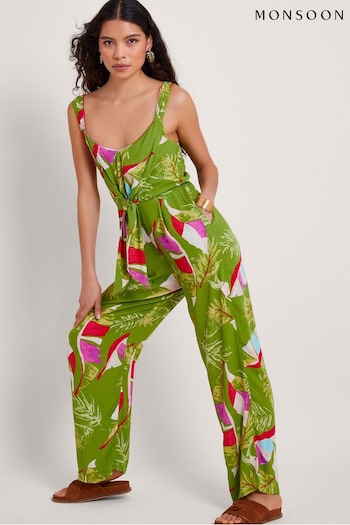Monsoon Green Amina Floral Jumpsuit (B11739) | £75
