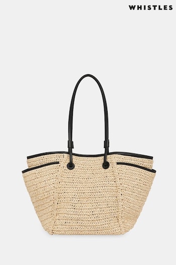 Whistles Zoelle Straw Nude Tote Bag (B11745) | £109