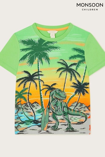 Monsoon Green Dinosaur Surf T-Shirt (B11840) | £14 - £17