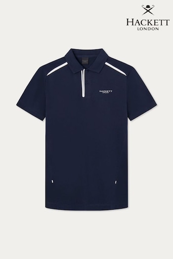 Hackett London Men Blue Short Sleeve Mirror Polo Shirt (B11847) | £130