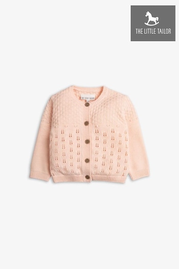 The Little Tailor Pink Cotton Pointelle Knitted Cardigan (B11870) | £26