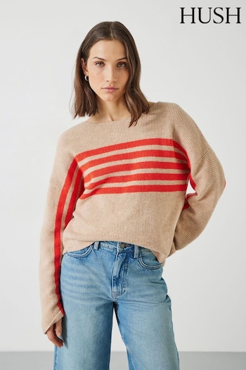 Hush Natural Evan Striped Knitted Jumper (B11919) | £79