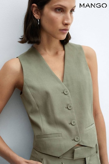 Mango Green Suit Waistcoat With Buttons (B12128) | £46