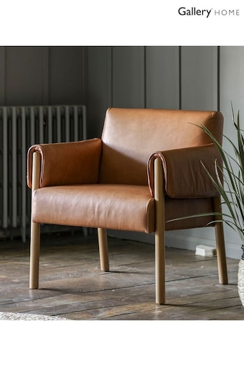 Gallery Home Brown Stanley Leather Armchair (B12182) | £1,000