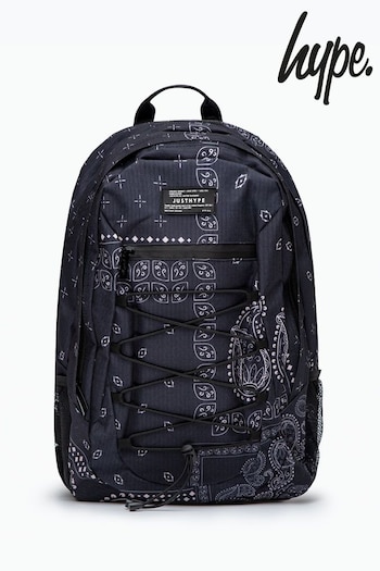 Hype. Unisex Paisley Palm Military Patch Maxi Black Backpack (B12258) | £50