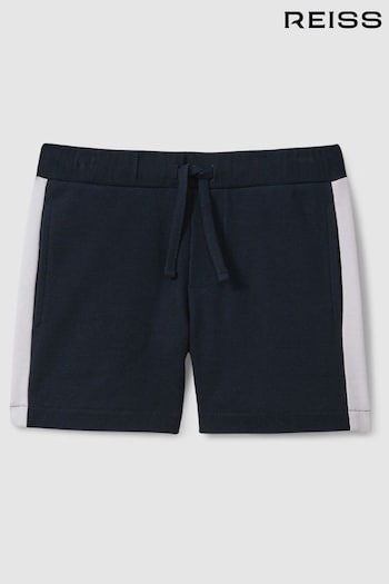 Reiss Navy/White Marl Teen Textured Cotton Drawstring Shorts (B12260) | £42