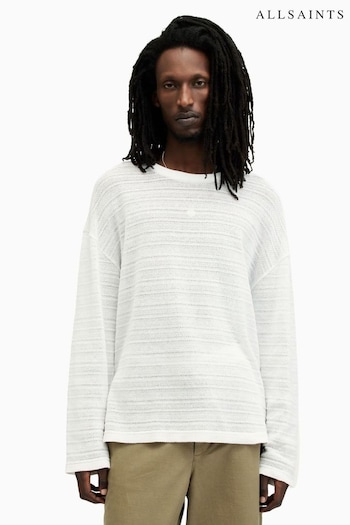 AllSaints White Drax Long Sleeve Crew T-Shirt (B12318) | £55