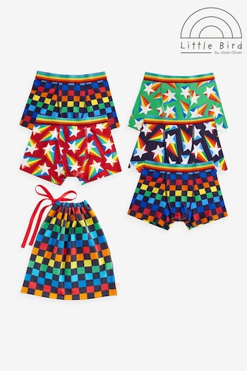 Little Bird by Jools Oliver Multi Boys Star And Checkerboard Trunks 5 Pack (B12401) | £22 - £24