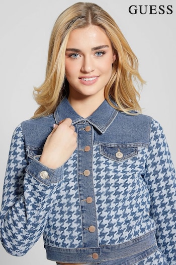 Guess vends Blue Tweed Cropped Jacket (B12441) | £180