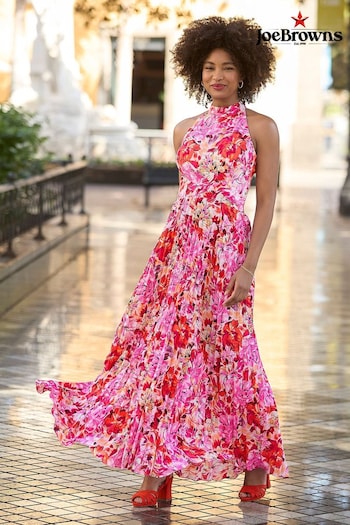 Joe Browns Pink Floral Print Halterneck Maxi Dress (B12459) | £65
