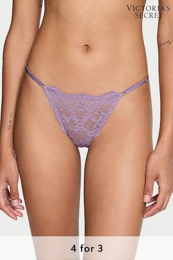 Victoria's Secret Frozen Plum Purple Lace G String Knickers (B12546) | £14