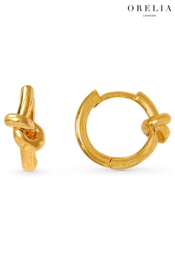 Orelia London Gold Tone Polished Knot Huggie Hoops Earrings (B12599) | £22