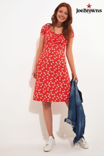 Joe Browns Red Ditsy Daisy Print Sweetheart Neckline Jersey Dress (B12670) | £50