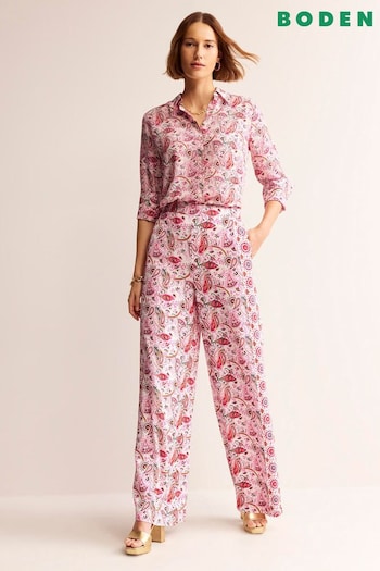 Boden Pink Palazzo Fluid Crepe Trousers (B12674) | £115
