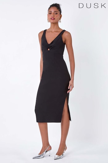 Dusk Black Cut Out Twist Detail Stretch Dress (B12676) | £55