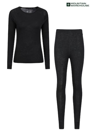 Mountain Warehouse Black Womens Merino Long Sleeve Thermal Top (B12710) | £96
