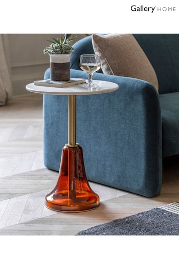 Gallery Home Orange Meknes Glass and Marble Side Table (B12743) | £380